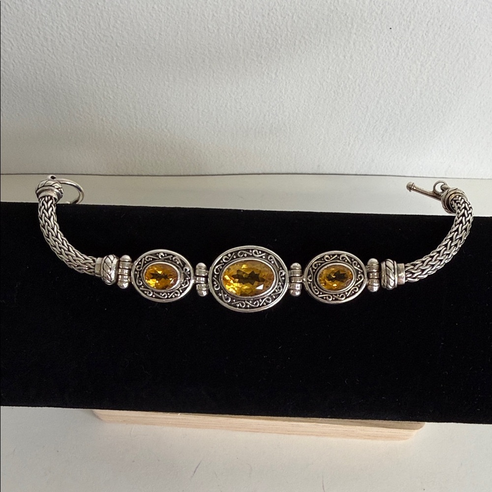 BA Suarti 925 Sterling Silver Amber Toggle Bracelet Indonesia